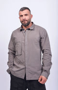 Thom Krom, Mens Shirt, Rock, Patched Pocket, Back Details, Collar, Hidden Placket, Long Sleeves, Cotton, Elastane, Stretch, Washed Cotton, Front Portrait. 