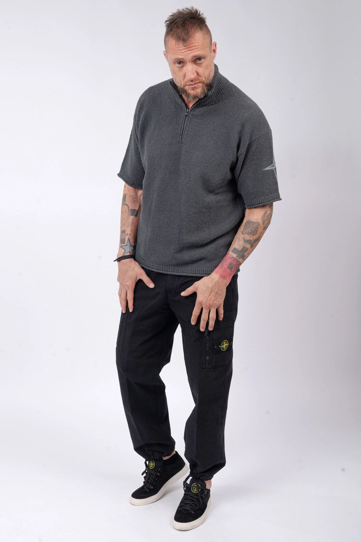 Stone Island - Short Sleeve Half Zip Jumper