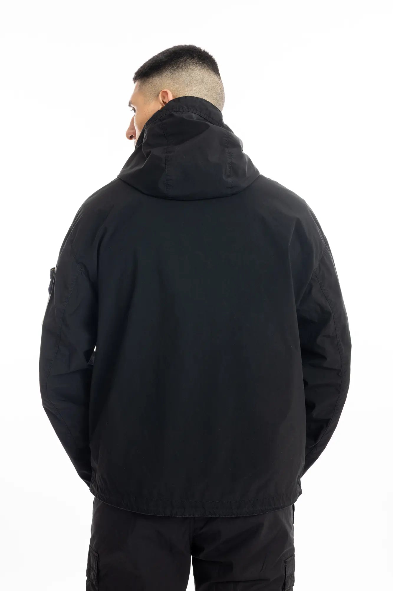 Stone Island, Mens Jacket, Black V0029, Hooded, Two-way zip, Compass Badge, Logo-patch, YKK Zippers, Bellows Pockets, Stone Island Snap Pockets, Adjustable Cuffs, Back Photo. 