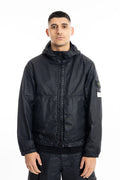 Stone Island, Mens Jacket, Black V0029, Hooded, Drawcord, Elasticated cuffs and hem, Full Zip, YKK Zippers, Compass Badge, Logo-patch, Side Pockets, Front View. 