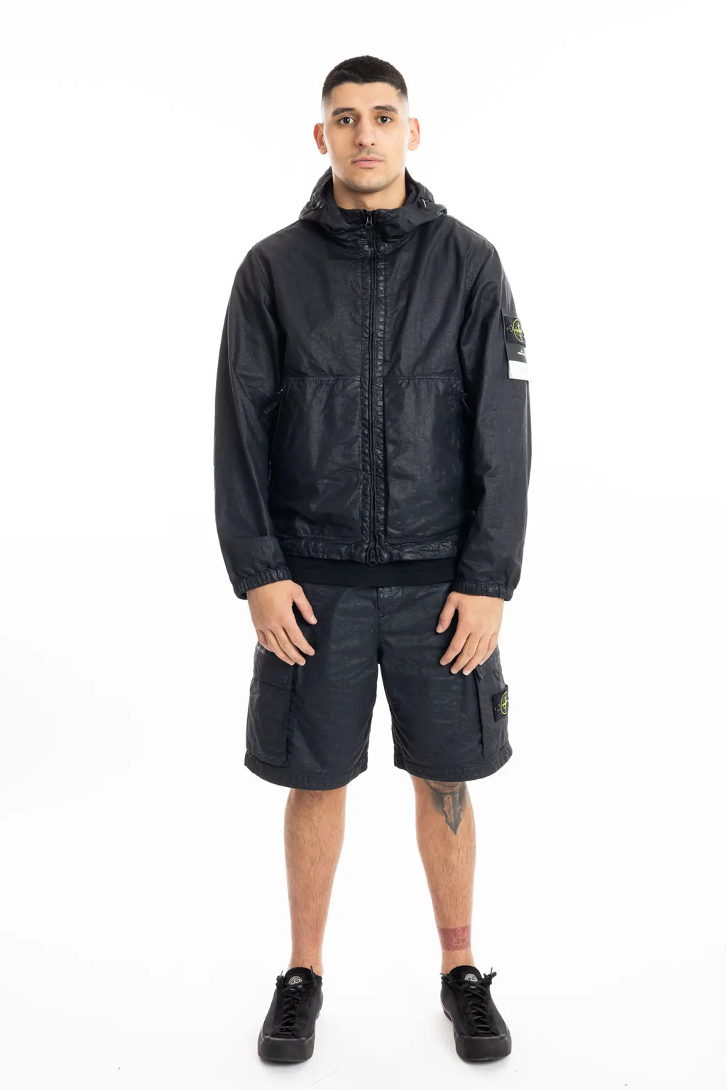 Stone Island, Mens Jacket, Black V0029, Hooded, Drawcord, Elasticated cuffs and hem, Full Zip, YKK Zippers, Compass Badge, Logo-patch, Side Pockets, Full Body. 