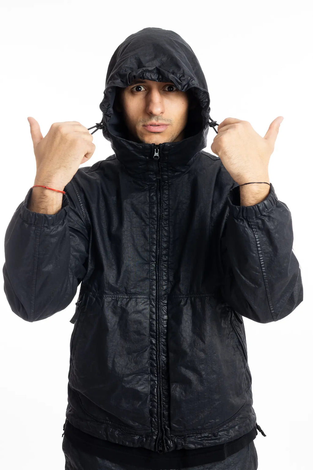 Stone Island, Mens Jacket, Black V0029, Hooded, Drawcord, Elasticated cuffs and hem, Full Zip, YKK Zippers, Compass Badge, Logo-patch, Side Pockets, Hooded Front View. 