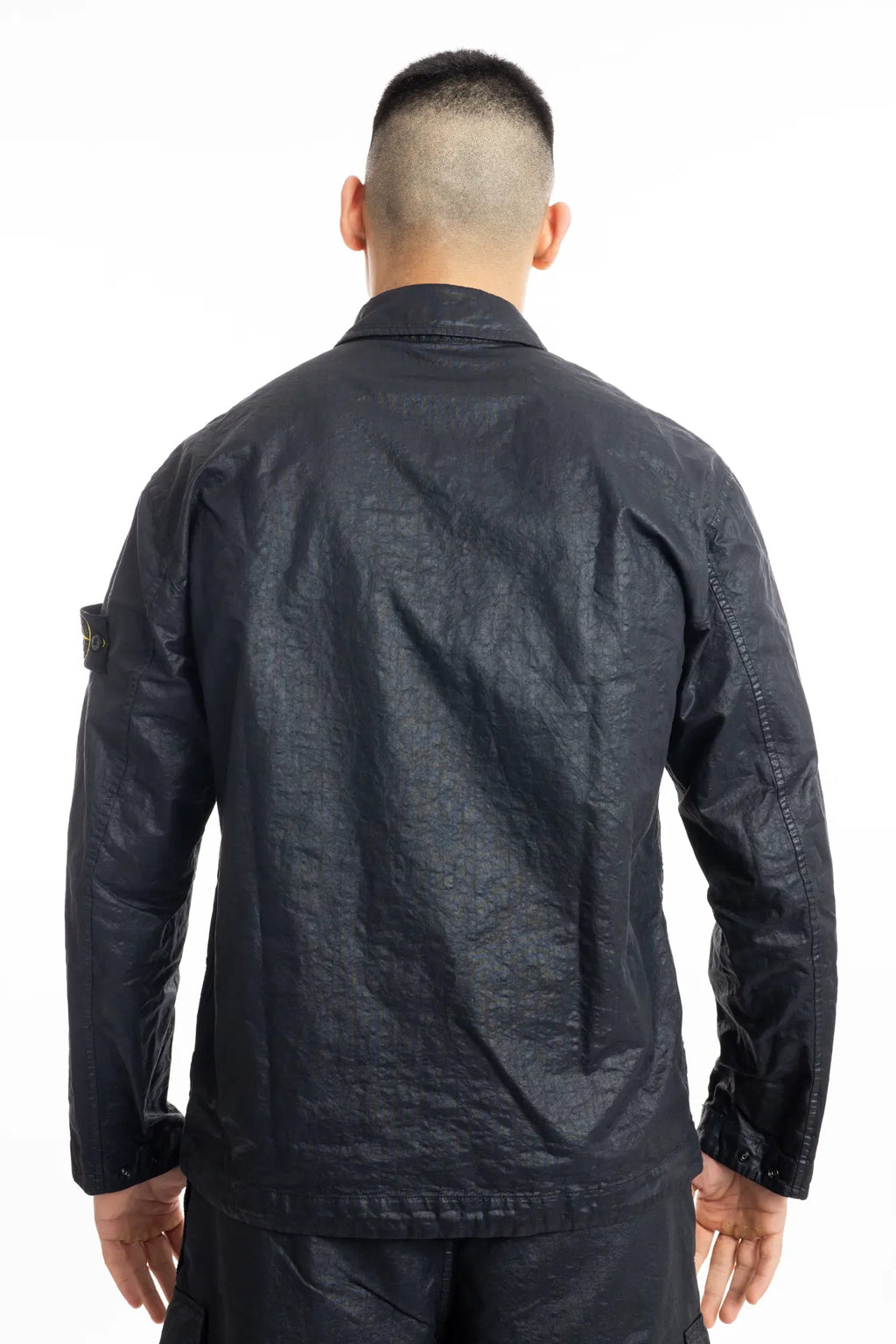Stone Island, Mens Jacket, Black V0029, Compass Badge, Bellows Pocket, Logo-patch, Stone Island Snaps, Collar, Flap Pocket, Back Photo. 