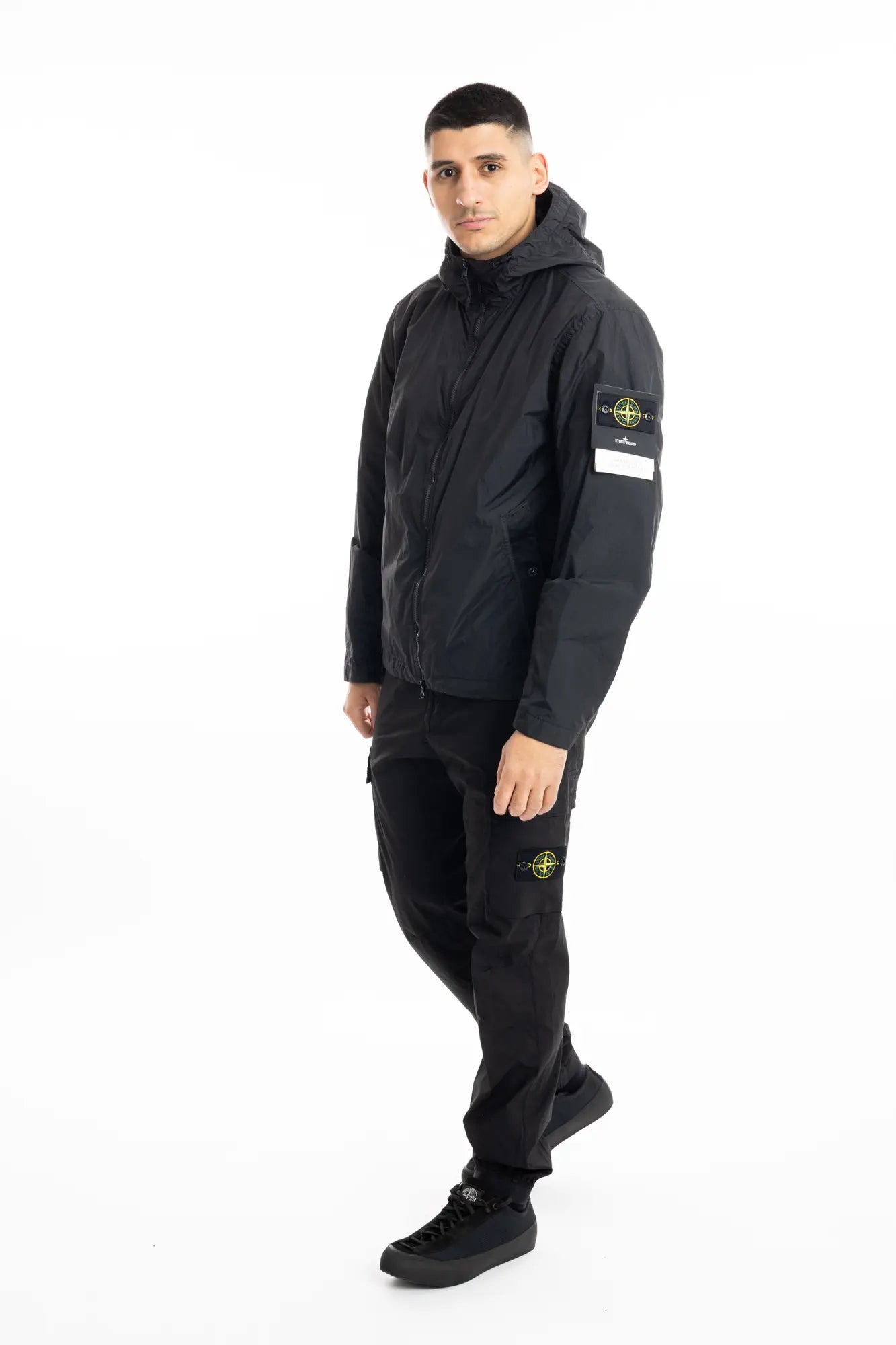 Stone Island, Mens Jacket, Black V0029, Compass Badge, Logo-patch, Full Zip, YKK Zippers, Side Pockets, Long Sleeves, Adjustable cuffs, Stone Island Buttons and snaps, Full Body Photo. SS26