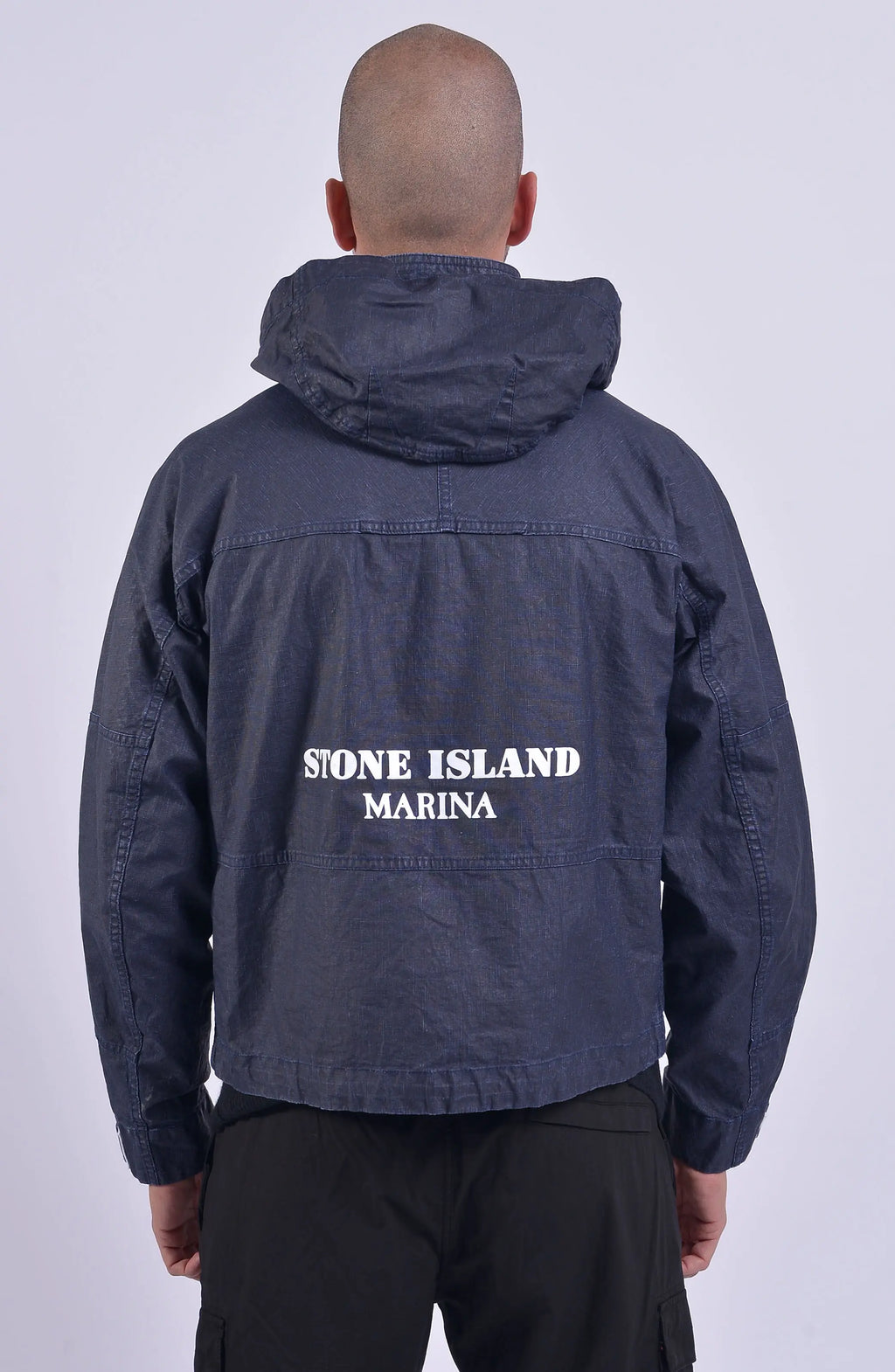 Stone Island, Mens Blouson, Royal Blue (V0027), Resin Coated, Non-toxic, Stone Island Buttons, YKK Zipper, Water repellent, Side Pockets, Back Photo. 