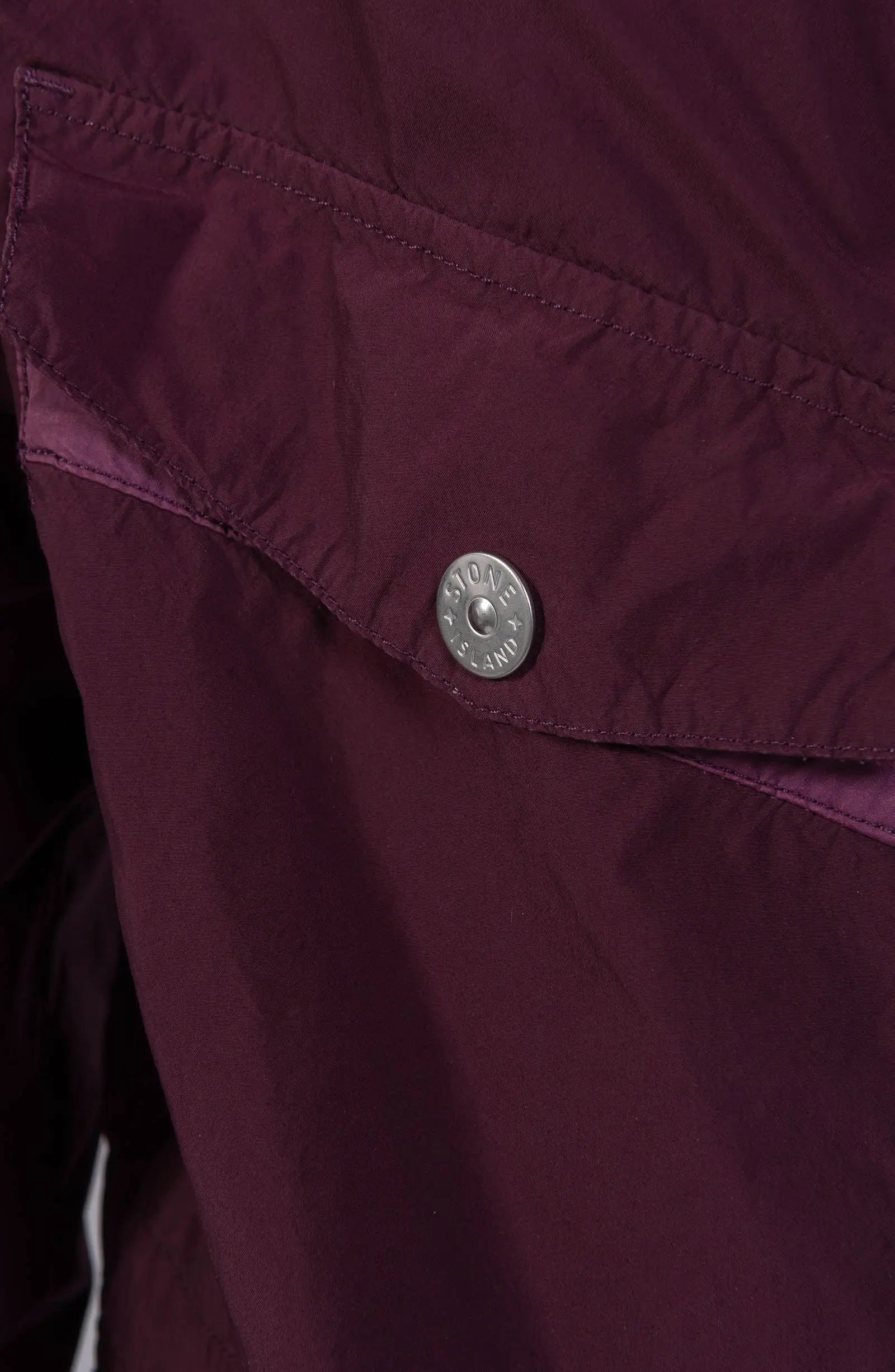 Stone Island, Mens Jacket, Red/Burgundy V0017, Pockets, Hood, Compass Badge, Stone Island Buttons, Ykk Zippers, Pocket Close-up. 