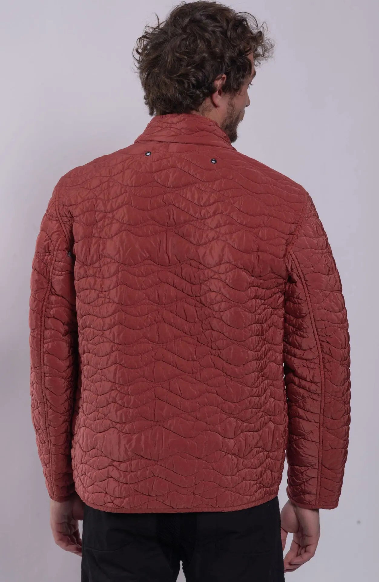Stone Island, Stone Island Buttons, Mens Jacket, Red, Double detachable lining, Mens field jacket, Inside Lining Full Body Back Photo. 