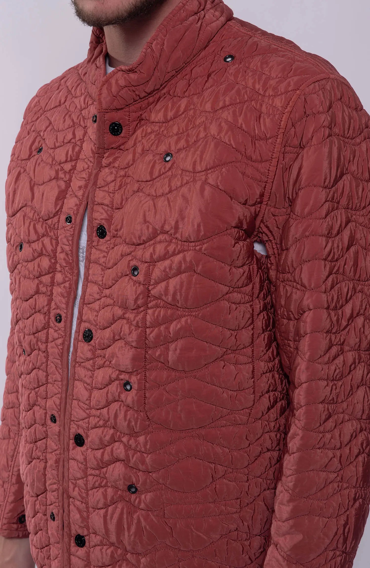 Stone Island, Stone Island Buttons, Mens Jacket, Red, Double detachable lining, Mens field jacket, Inside Lining 3/4 Left Side Photo. 
