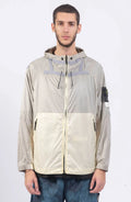 Stone Island, Mens Jacket, Windbreaker, Ivory White V0093, Semi-Transparent, Elasticated Cuffs, Full Zip, YKK Zippers, Compass Badge, Logo-Patch, Side Pockets, Hooded, Front Portrait. 