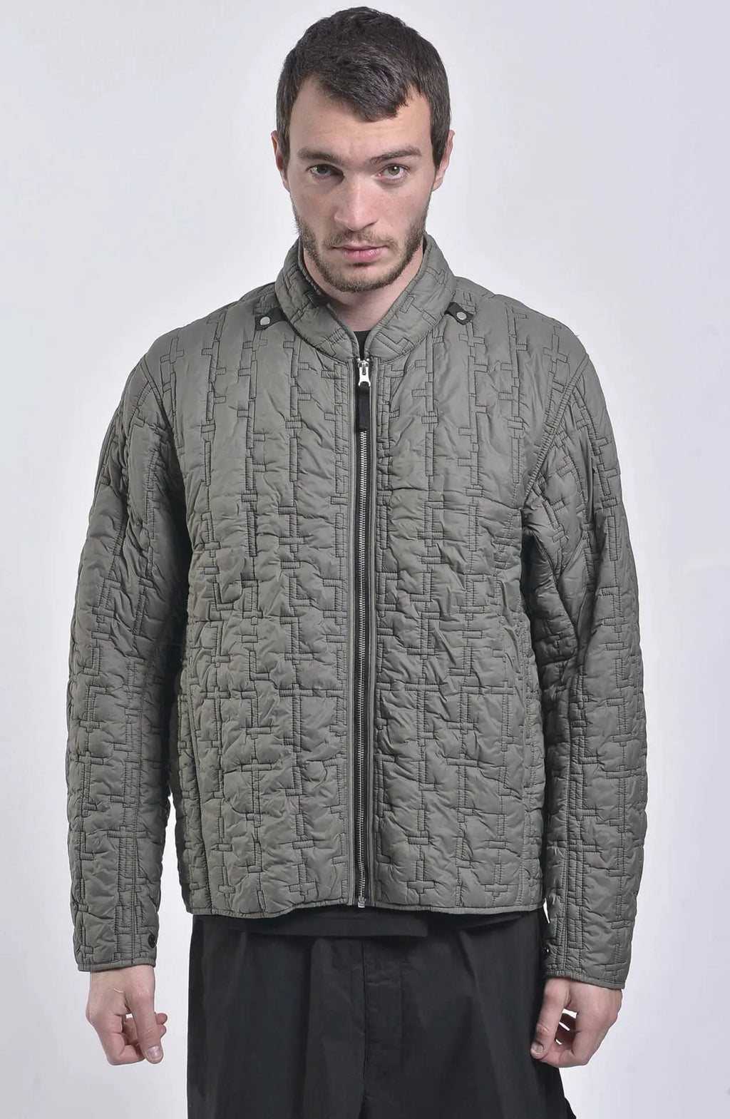 Stone Island, Shadow Project, Mens Jacket, PrimaLoft Insulated, Zipper, Stone Island Button,  Grey, Front Photo
