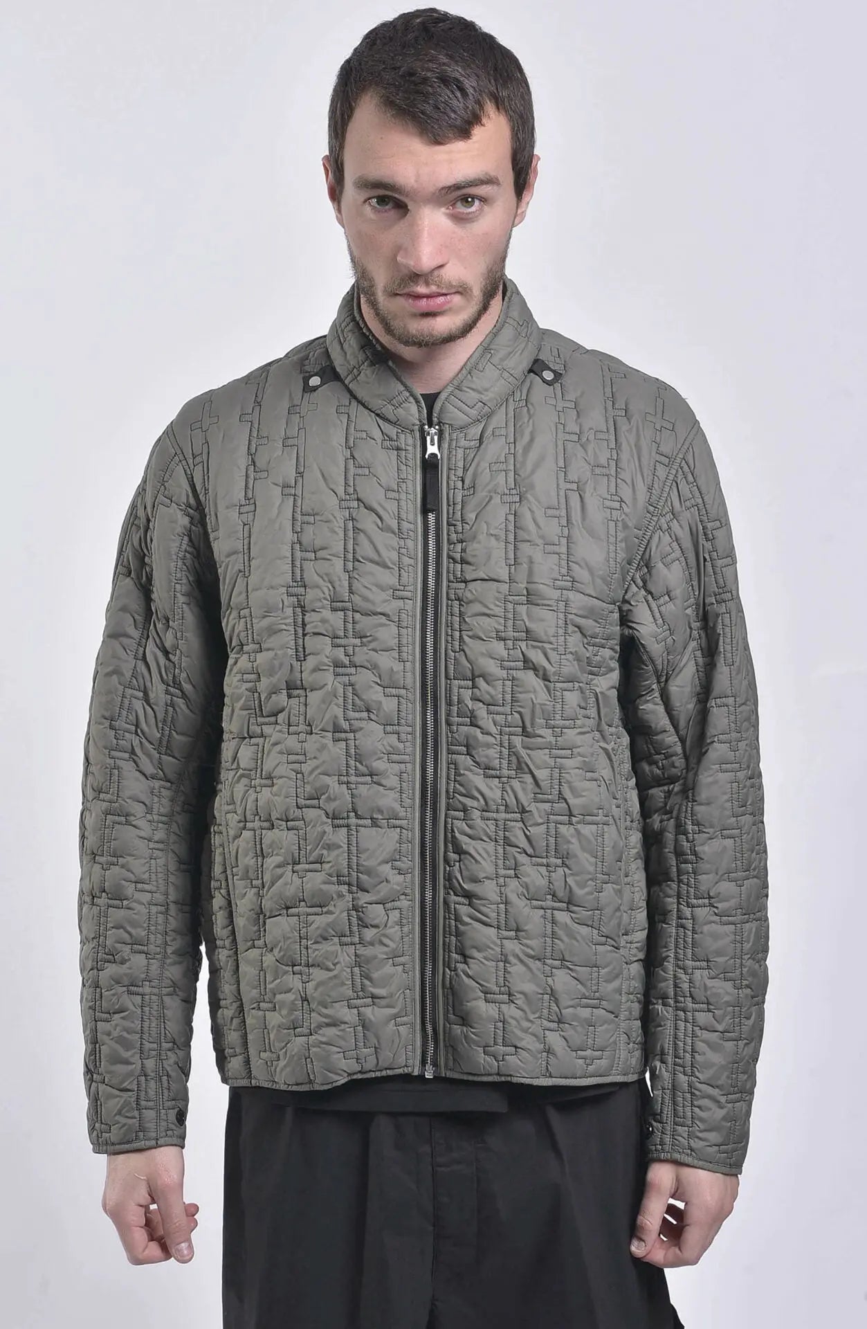 Stone Island, Shadow Project, Mens Jacket, PrimaLoft Insulated, Zipper, Stone Island Button,  Grey, Front Photo