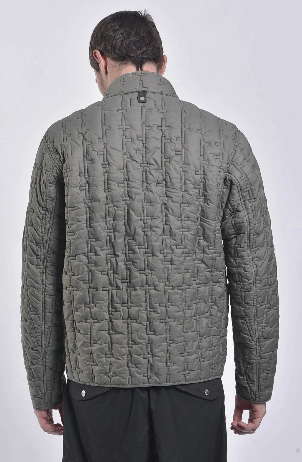 Stone Island, Shadow Project, Mens Jacket, PrimaLoft Insulated, Stone Island Button, Grey, Back Photo