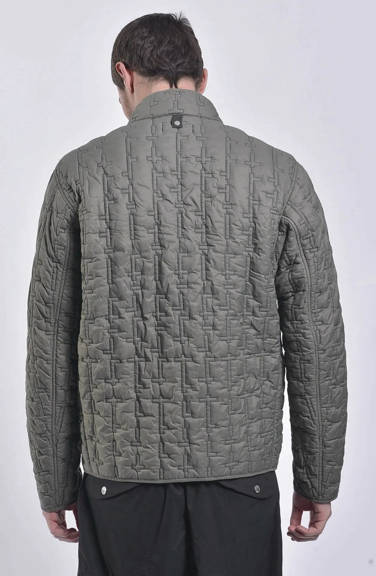 Stone Island, Shadow Project, Mens Jacket, PrimaLoft Insulated, Stone Island Button, Grey, Back Photo