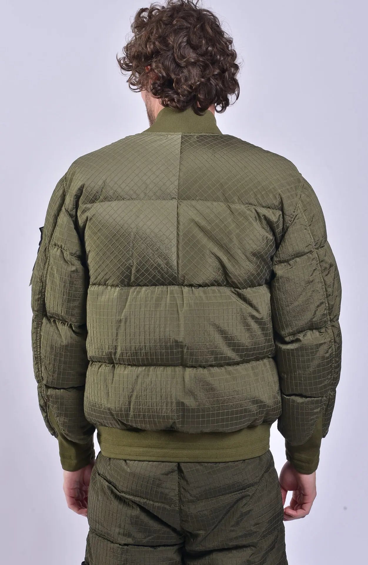 Stone Island, Mens Jacket, Bomber Jacket, Macro Ripstop, Green, Pockets, Stone Island Buttons, YKK Zipper, Stone Island Badge, Back Photo.  