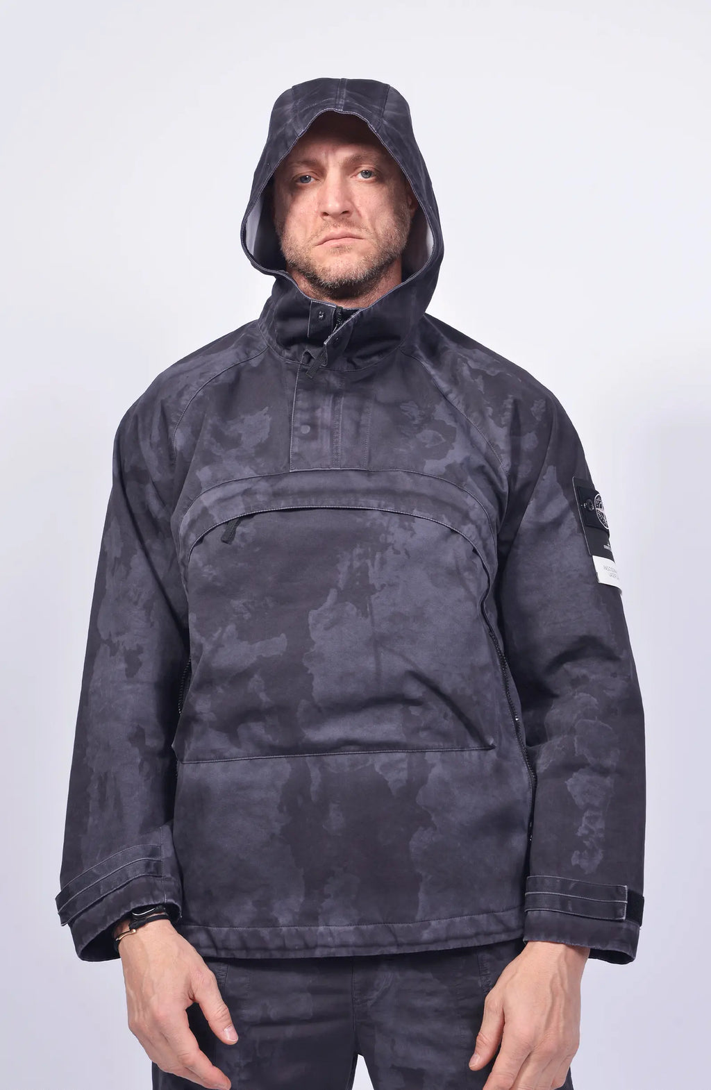 Stone Island Shadow Project, Mens Jacket, Laser Camo Grey V0062, YKK Zippers, Compass Badge, Hooded, Velcro Sleeve Ends, Любо Чука, Hooded photo. 