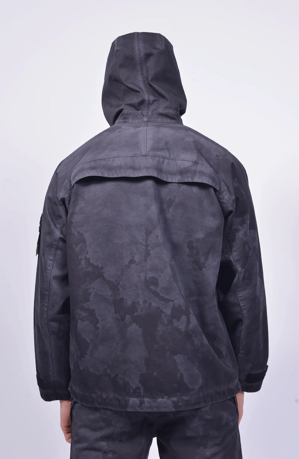 Stone Island Shadow Project, Mens Jacket, Laser Camo Grey V0062, YKK Zippers, Compass Badge, Hooded, Velcro Sleeve Ends, Любо Чука, Back photo. 
