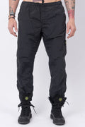 Stone Island, Mens Pants, Mens Trousers, Black V0029, Regular Fit, Tapered Legs, Side Pockets, Vertical Welt Pockets, Back Pockets, Elaticated Waistband, Drawstring Waist, Compass Badge, Logo-patch, Signature Side Badge, Front View. 