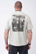 Stone Island, Mens T-Shirt, Pearl Grey V0061, Short Sleeves, Wide Fit, Front and Back Print, Ribbed Hem and Neck, Ribbed Sleeve Cuffs, Carlo Rivetti Print, Carlo Rivetti in the Laboratory Print, Organic Cotton, Ivory, Off-White, Back Portrait. 