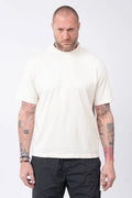 Stone Island, Mens T-Shirt, Ivory, V0093, Garment Dyed, Front and Back Print, Camo Compass, Stone Island Compass Badge, Logo-patch, Compass Logo, Camo Flock Details, Short Sleeves, Front Portrait. 