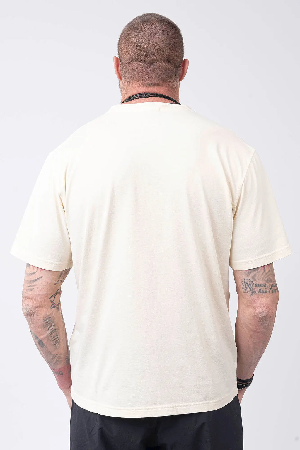 Stone Island, Mens T-Shirt, Ivory V0193, Off-White, White, Garment Dyed, Worn Effect, Short Sleeves, Elastic Ribbing, Organic Cotton, Wide Fit, Raw-cut Neck, Crewneck, Round Neck, Compass Badge, Logo-patch, Chest Compass Patch, Back Portrait. 