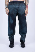 Stone Island, Mens Pants, Blue on Black V0029, Corrosion Treated, Compass Badge, Logo-patch, Limited Edition Stone Island Logo, Elasticated Cuffs, Side Pockets, Front Photo. 
