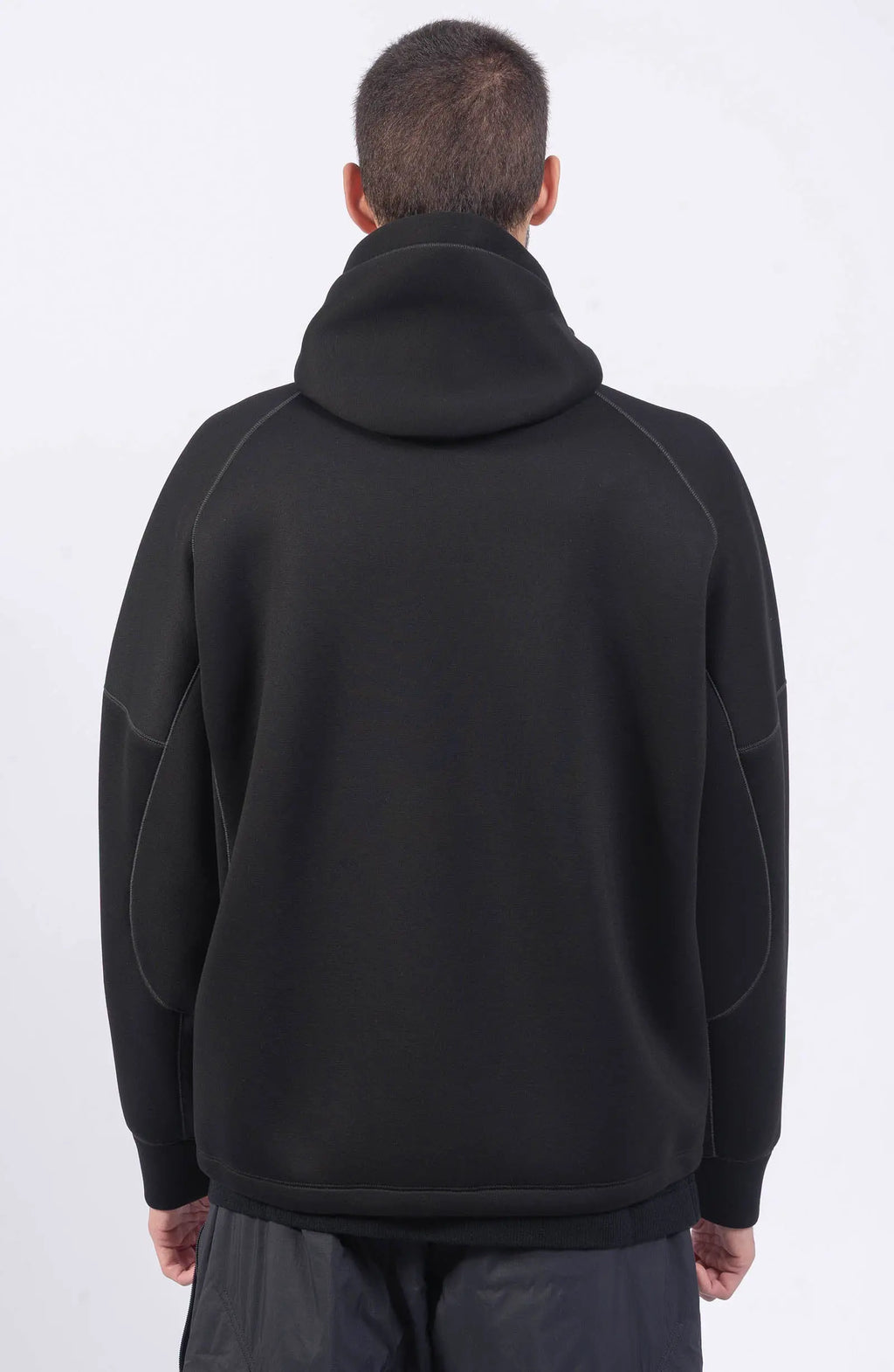 Stone Island, Mens Sweatshirt, Black V0029, Full Zip, Scuba Fleece, Vislon YKK Zipper, Hooded, Side Pockets, Stone Island Logo, Back Photo. 