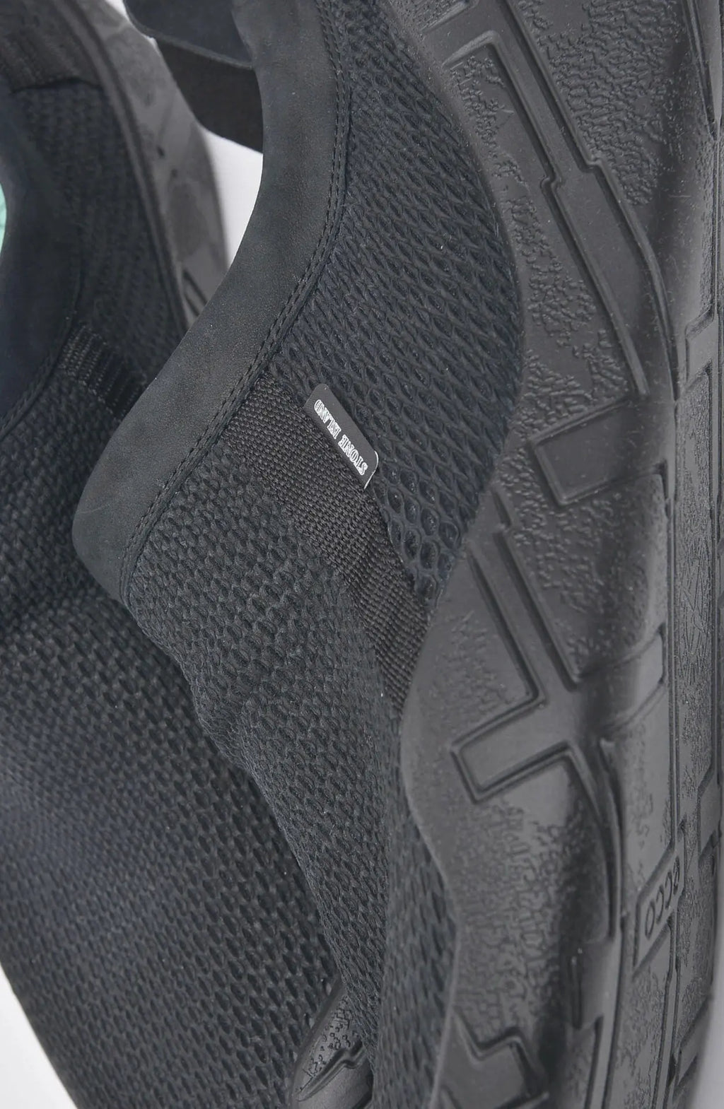 Stone Island, Shadow Project, Mens Shoes, Breathable, Black, Close-up Photo. 