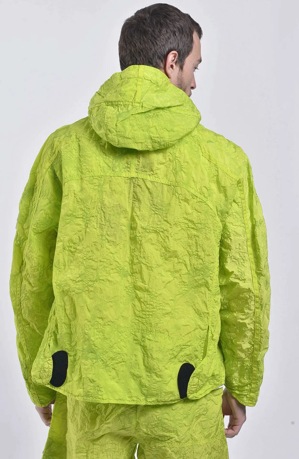 Stone Island, Mens Jacket, Shadow Project, Short Parka, Green, Hooded, Zippers, Pockets, Stone Island Badge, Shadow Project Badge, Back Photo.