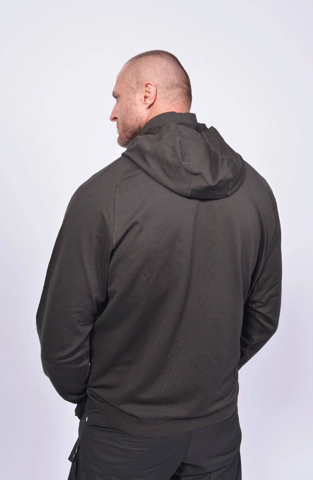 Stone Island, Mens Sweatshirt, Black V0029, Stellina, YKK Zipper, Hooded, Side Pockets, Любо Чука, Back Photo.