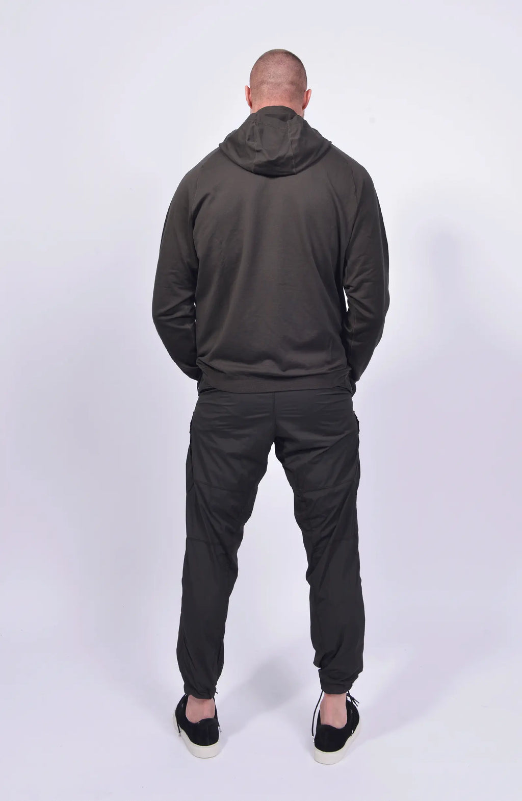 Stone Island, Mens Sweatshirt, Black V0029, Stellina, YKK Zipper, Hooded, Side Pockets, Любо Чука, Full Body Back Photo. 