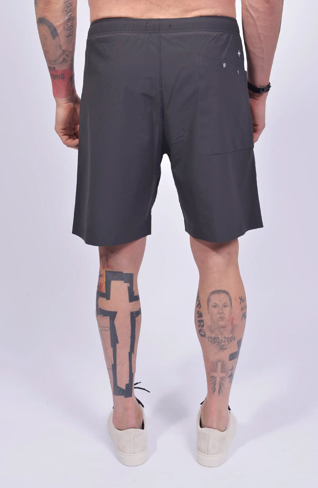 Stone Island, Mens Shorts, Grey, Technical Shorts, Side Pockets, Elasticated Waistband, Любо Чука, Back Photo. 