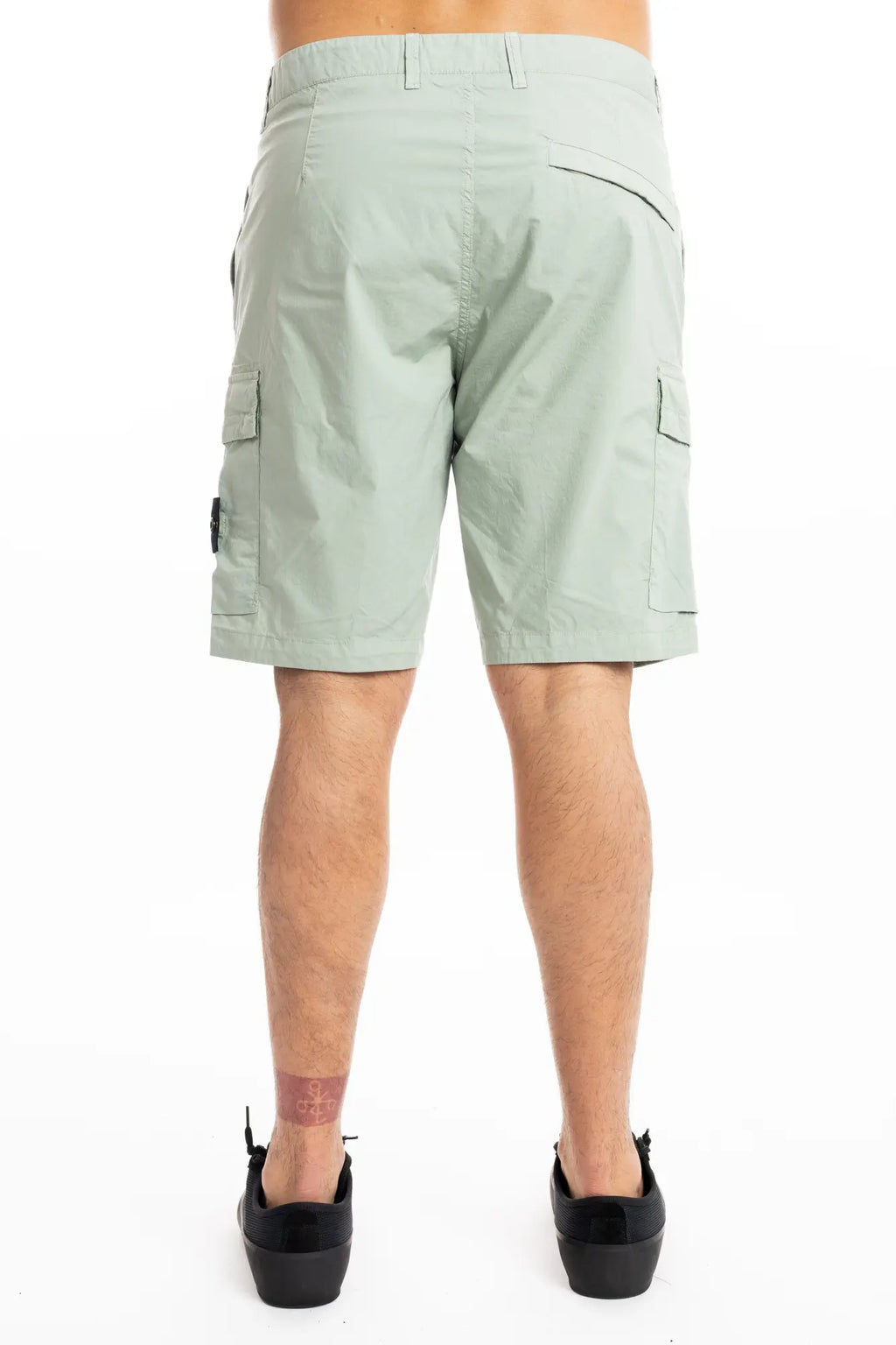 Stone Island, Mens Bermuda Shorts, Sage Green S0055, Compass Badge, Logo-patch, Side Flap Pockets, Stone Island Buttons, Belt Loops, Light Stretch Cotton Tela, Zip Fly, YKK Zipper, Back Photo. 