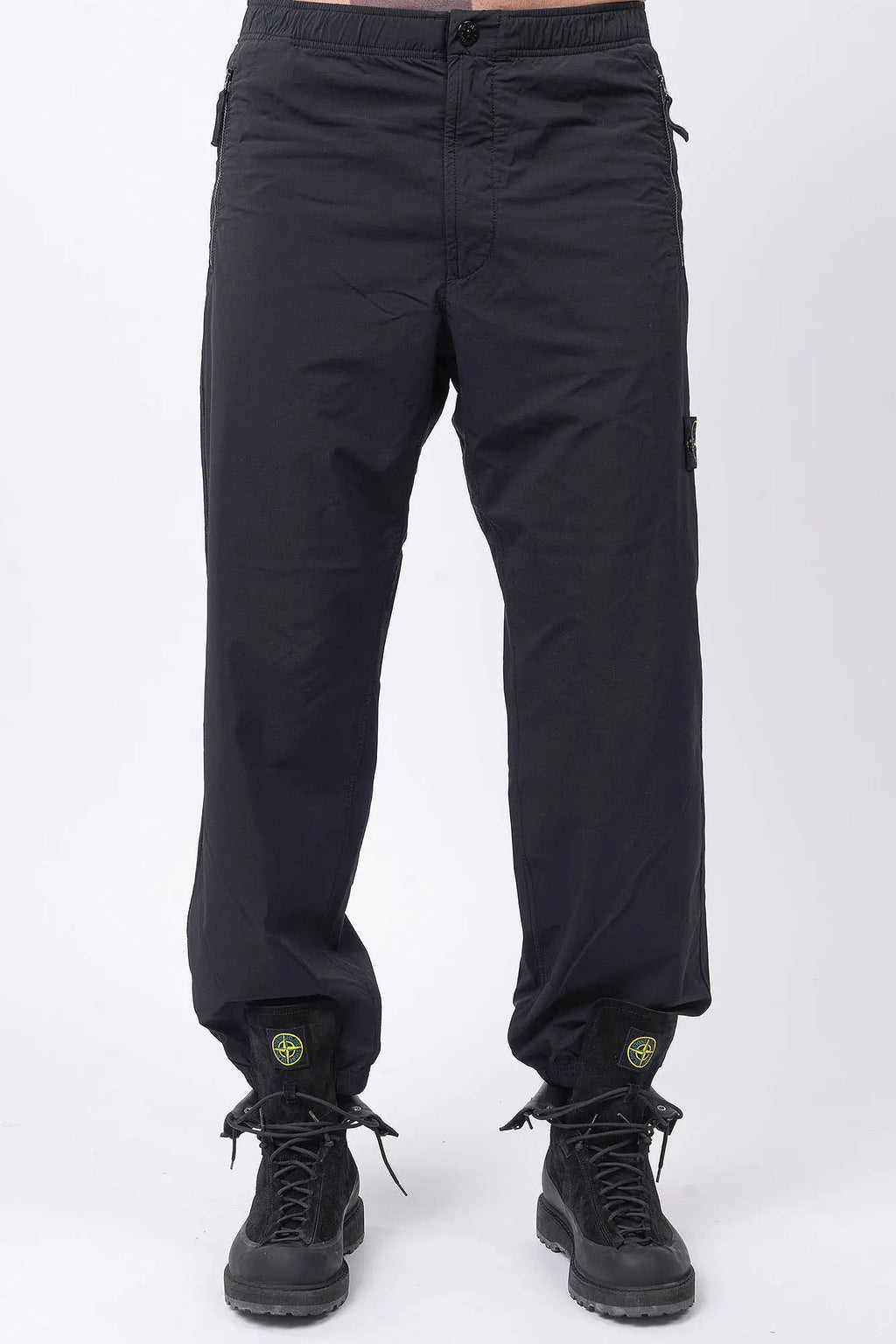 Stone Island, Mens Pants, Mens Trousers, Black V0029, Compass Badge, Logo-patch, Side Zip Pockets, YKK Vislon Zippers, Stone Island Button, Zip-Fly, Elasticated Drawsting Waist, Elastic Adjustable Cuffs, Signature Stone Island Badge, Back Pockets, Front Portrait. 