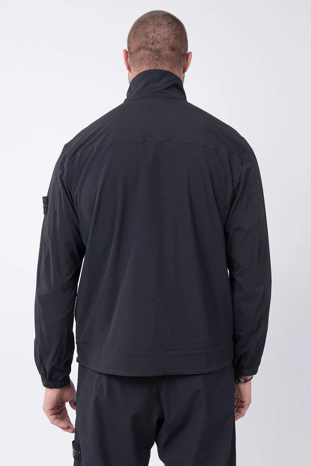 Stone Island, Mens Overshirt, Black V0029, Chest Zip Pocket, Side Compass Badge, Stretch Nylon tech fleece, Full-Zip, Centre Zip Closure, YKK Vilson Zippers, Elastic Cuffs, Back Portrait. 