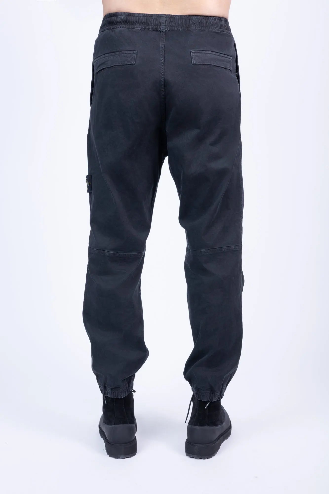 Stone Island, Mens Joggers, Pants, Black V0029, Side Pockets, Elasticated Waistband, Elasticated Cuffs, Любо Чука, Back Photo. 