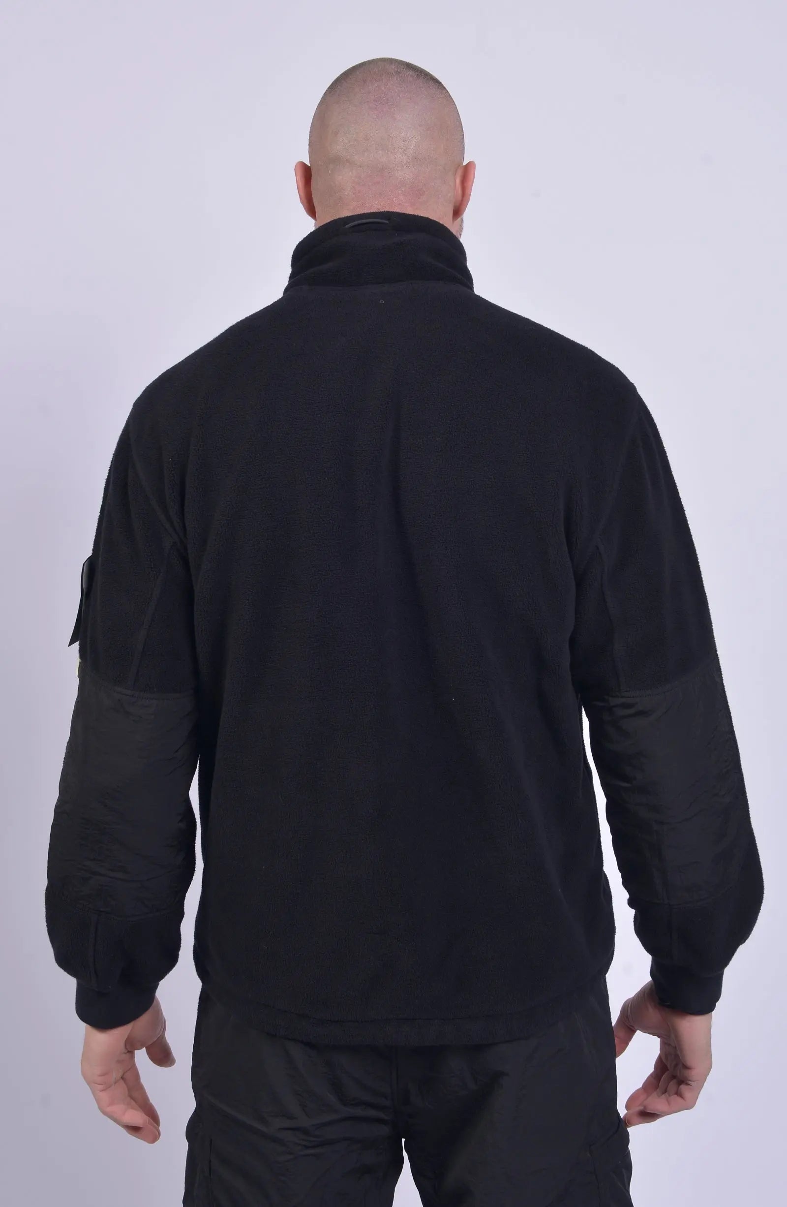 Stone Island, Mens Jacket, Black V0029, Compass Badge, YKK Zippers, Inside Pockets, Side Pockets, YKK, Back Shot. 
