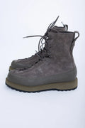 Stone Island, Mens Boots, White V0061, Leather, Lace-up, Logo-patch, Rubber Soles, Side View.