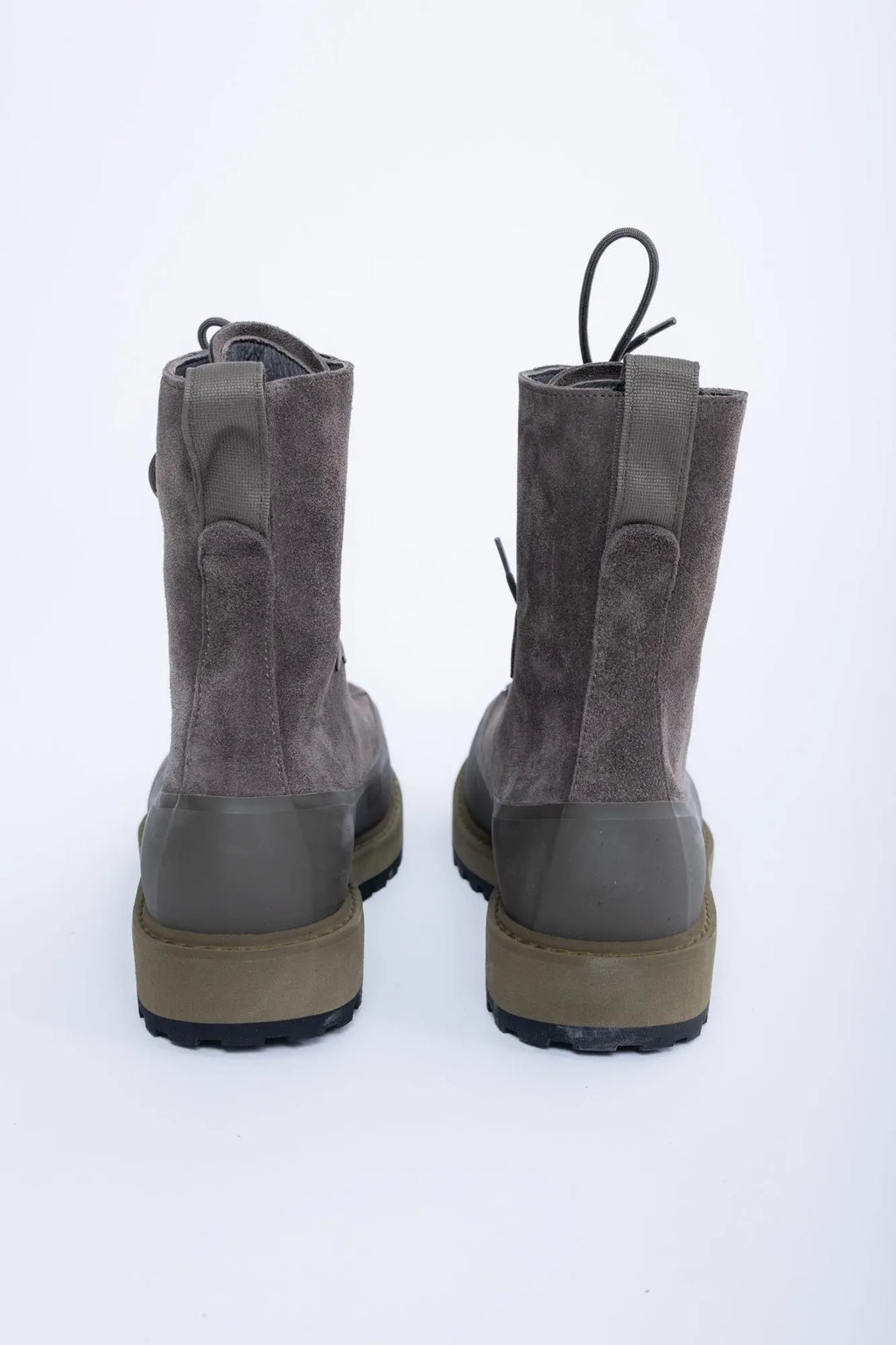 Stone Island, Mens Boots, White V0061, Leather, Lace-up, Logo-patch, Rubber Soles, Back Photo. 