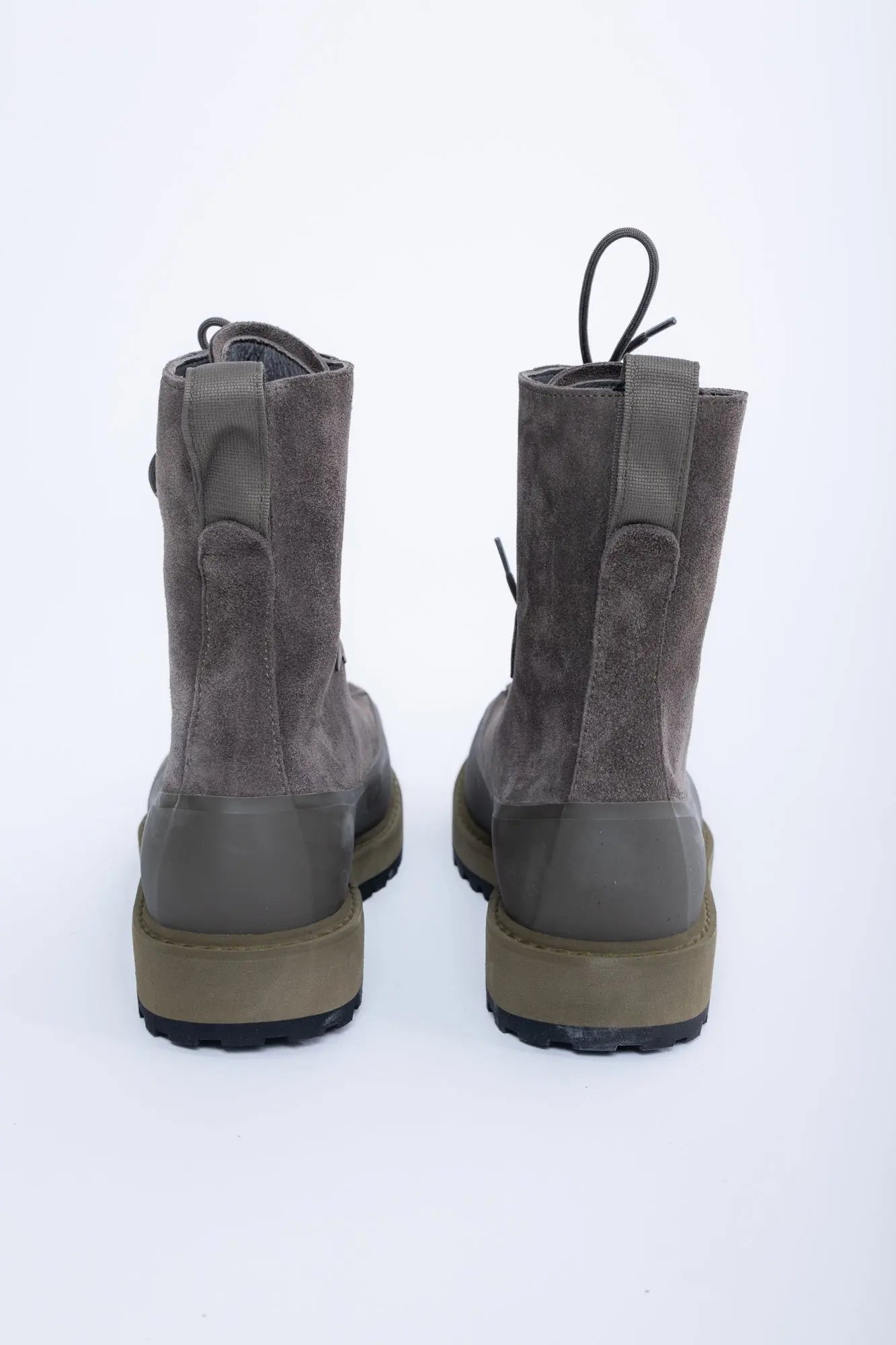 Stone Island, Mens Boots, White V0061, Leather, Lace-up, Logo-patch, Rubber Soles, Back Photo. 
